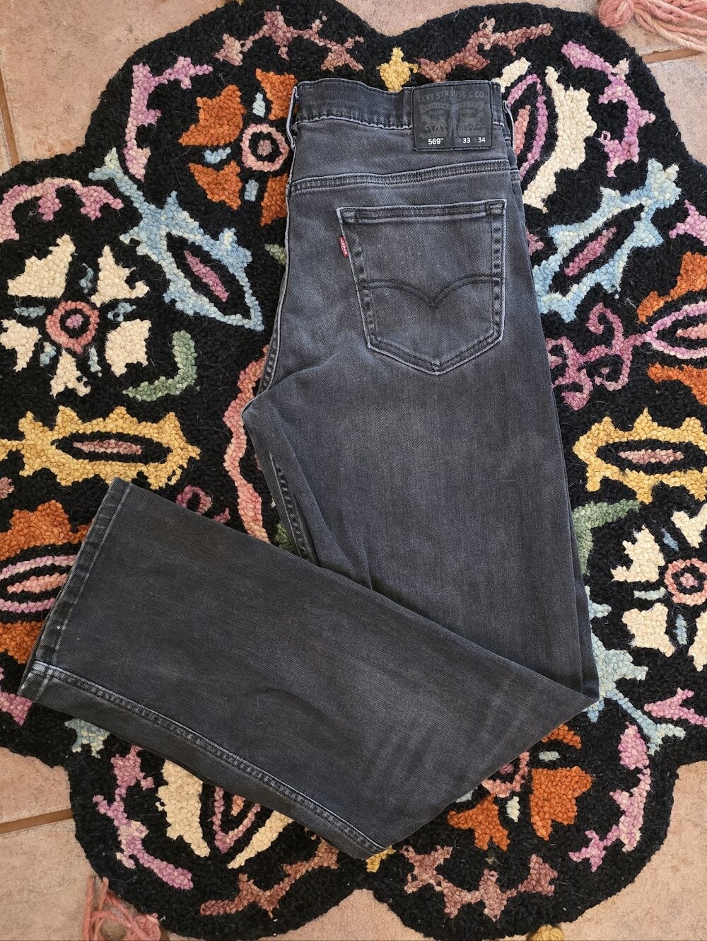 🔥🔥Levi's 569 Men's Relaxed Straight Jeans in Washed Black🔥🔥 SIZE 33W X 34L